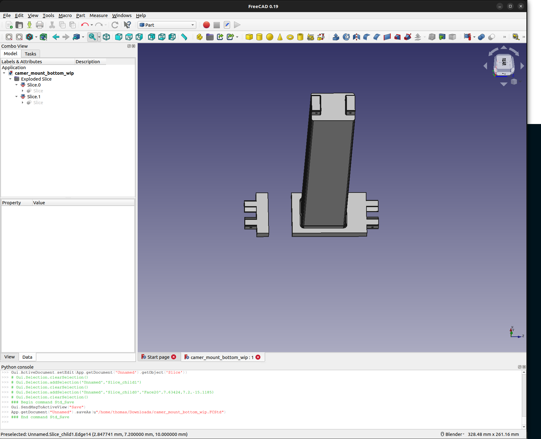 Camera mount I’ve managed to recreate from STL into STEP in FreeCAD